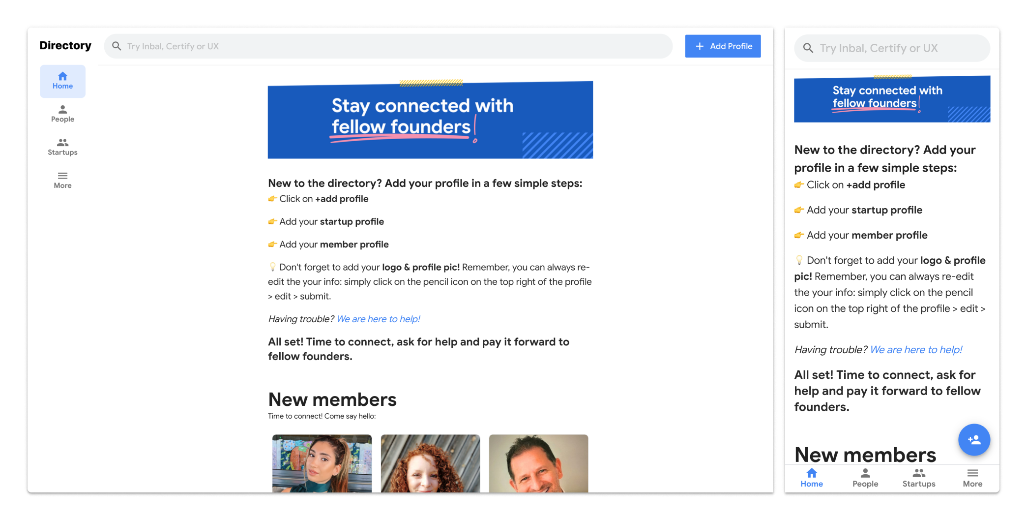 GFS directory — desktop-first redesign