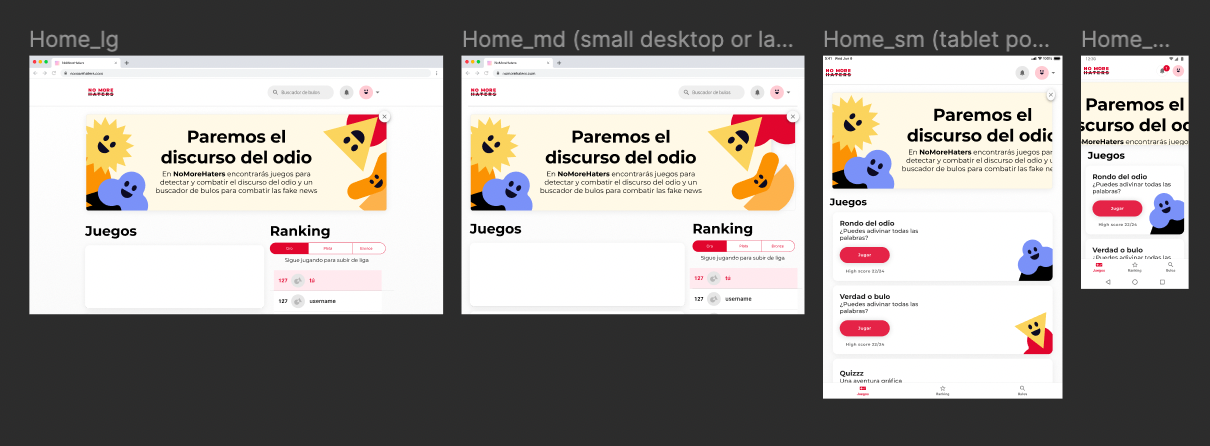 No More Haters — responsive layout supporting older devices